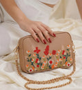 Floral Embroidered Chain Shoulder Bag for Women